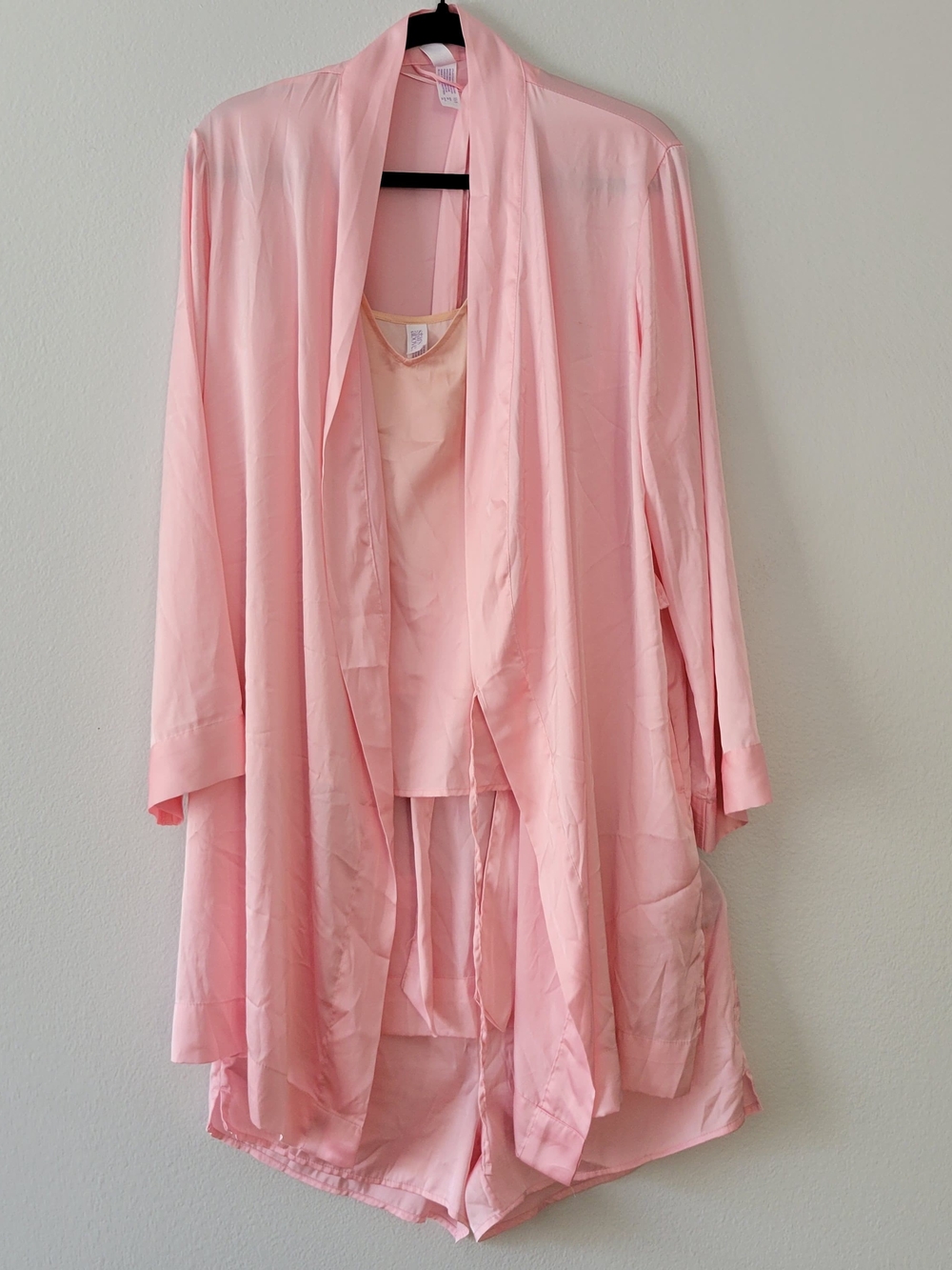 Auden Light Pink Satin Robe and Shorts Lounge Set